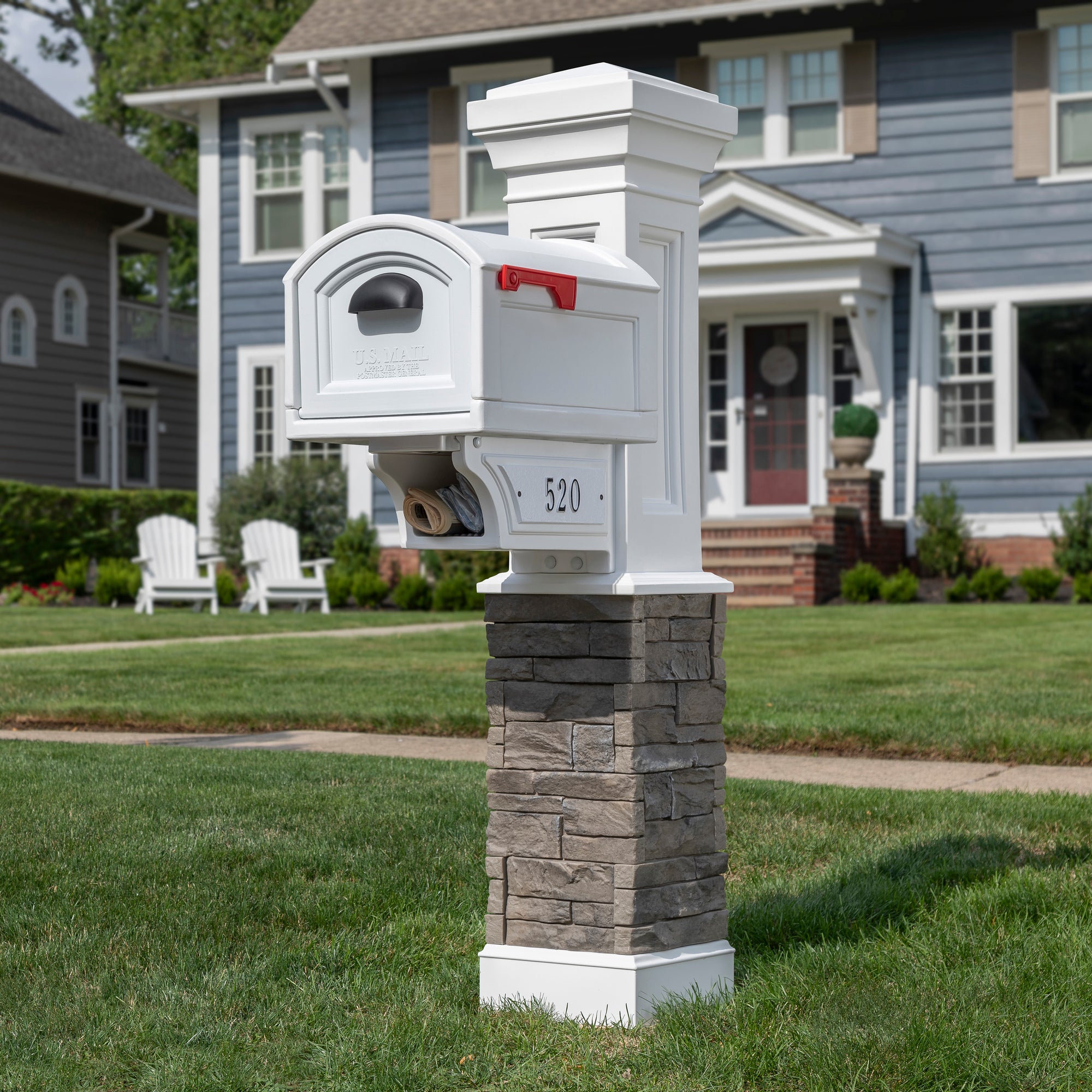 Town-to-Town XL Post-Mount Mailbox™ (Classic White) – Kingsley Park